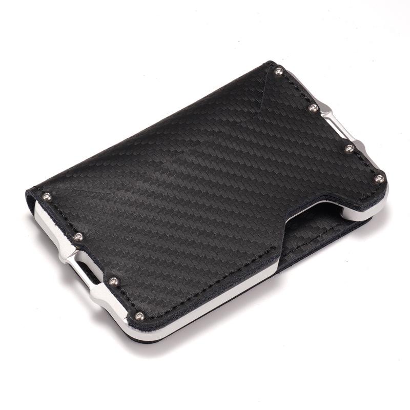 RFID Anti-Magnetic Men's Leather Metal Card Bag Multifunctional Aluminum Alloy Bank Credit Card Holder Wallet
