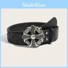 Cross Punk Mens Flower Designer Belt With Alloy Buckle And Detail Studded