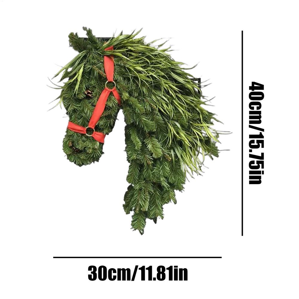 

Horsehead Christmas Wreath Horsehead Gate Ring Rural Farmhouse Equestrian Theme Door Decoration 40cmx30cm