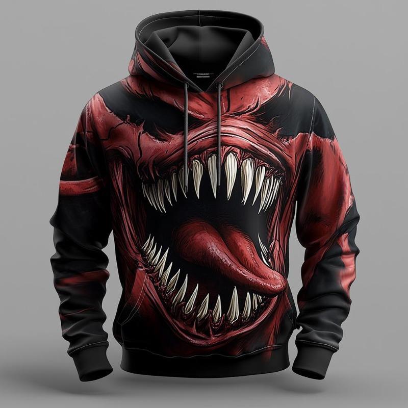 2025 Ny Halloween Gyser 3D Mønster Hættetrøje Efterår Og Vinter Afslappet Mode Pullover Mænds Feriefest Must-Have Top Gave