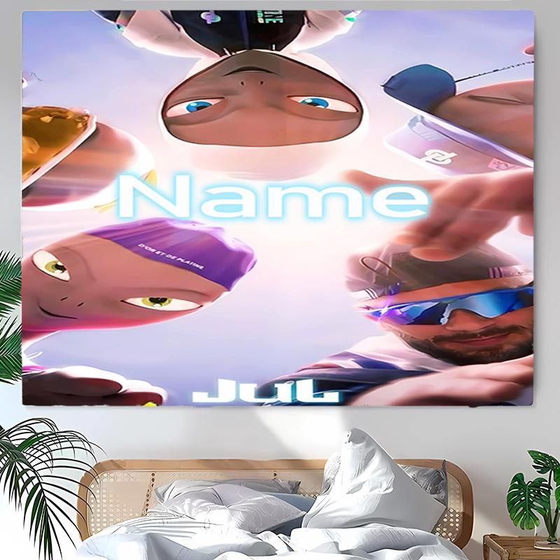 Personalized Jul rapper Background Tapestry,Custom Name Birthday Party,Multifunctional Wall Decoration for Home Decor,Various Occasions