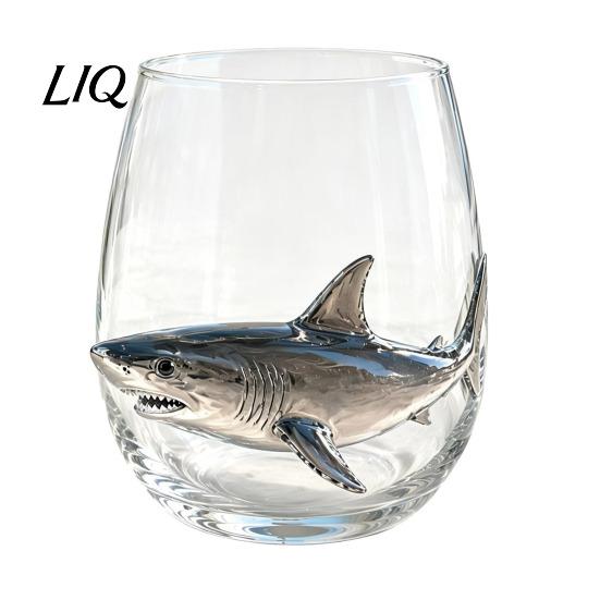 Beach House Tableware Octopus Glass Tumbler, 350ml Stemless Wine Glass, Whale Dolphin Turtle Handblown Borosilicate Glassware Sea Creature Drinking