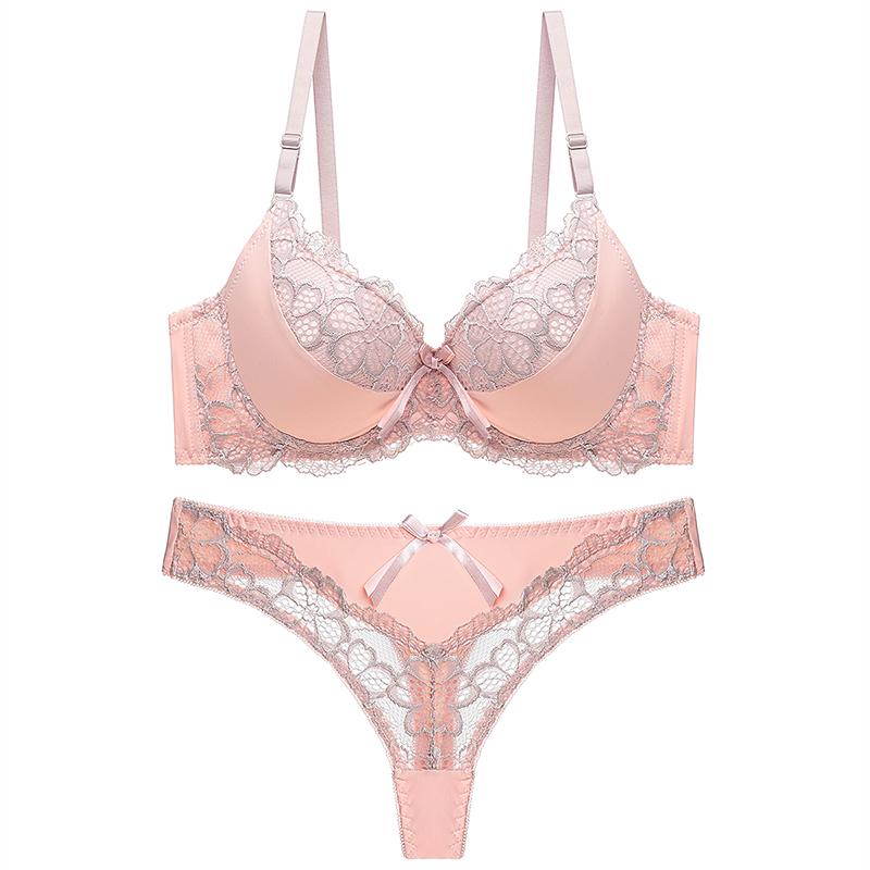 Julexy Sexy Spitzenunterwäsche für Frauen Push-Up-BH und Tanga-Set Dessous Damen Büstenhalter G-String Höschen