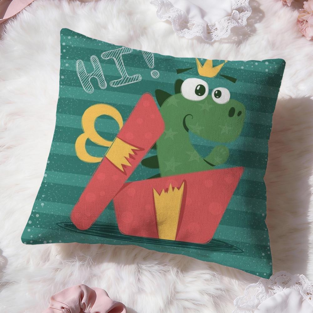 Cute Cartoon Dinosaur Cushion Cover Premium Comfort Reversible Pillow Cove -Two in One Design for Any Room & Car Interior