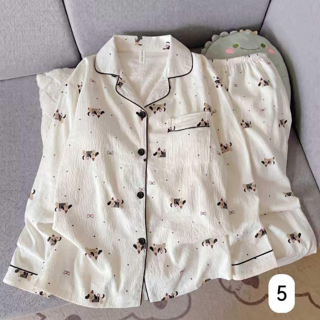 Women's Cloud Cotton Long Sleeve Pajamas - Sweet Cartoon Design for Spring & Autumn, Versatile for Home or Out