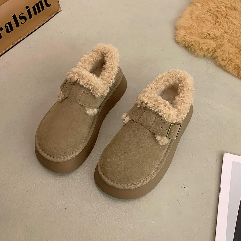 

Women s One Foot Stirrup Fashion Lightweight Soft Sole Winter Warm Fur One Snow Boots Padded Lined Non-slip Casual Sports Cotton Boots 35