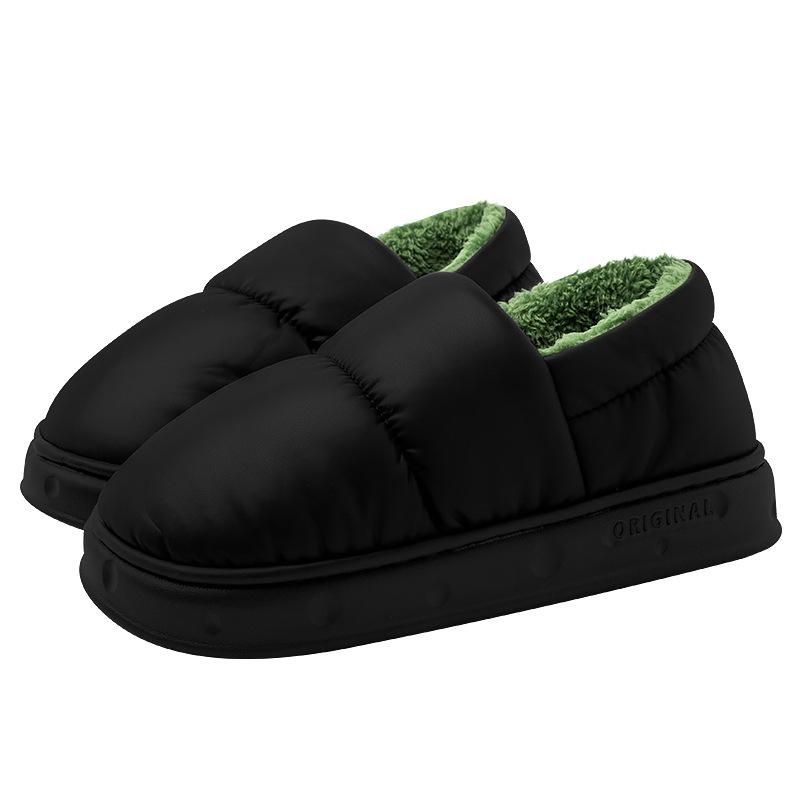 Waterproof Cotton Slippers Women's Winter New Couple Indoor Home Non-slip Warm Thick Bottom Outer Wear Cotton Drag Men