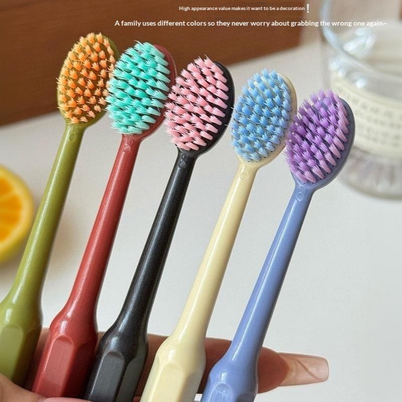 5Pcs Wide Head Soft Bristle Toothbrush Fine Gentle Bristles Oral Cleaning Tooth Brush For Family Travel Daily Teeth Care Use