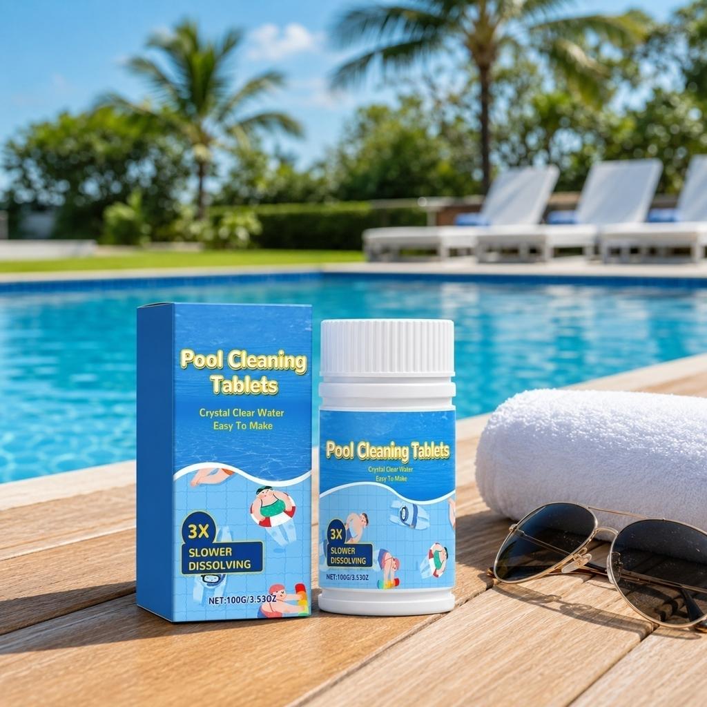 Pool Cleaning Tablets Slow Dissolving Chlorine Tablets for Crystal Clear Water Easy To Use for Swimming Pools and Spas