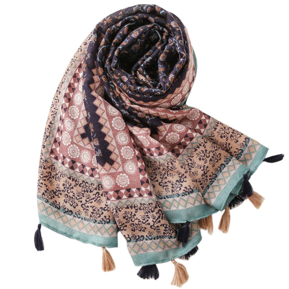 

Вечный Лист Крупный Арабесковый Узор с Защитой от Солнца УФ FT34810 Женский Шарф/Шаль в Стиле Марли Кисточки, Защита, Защита, (01.LS2009B)