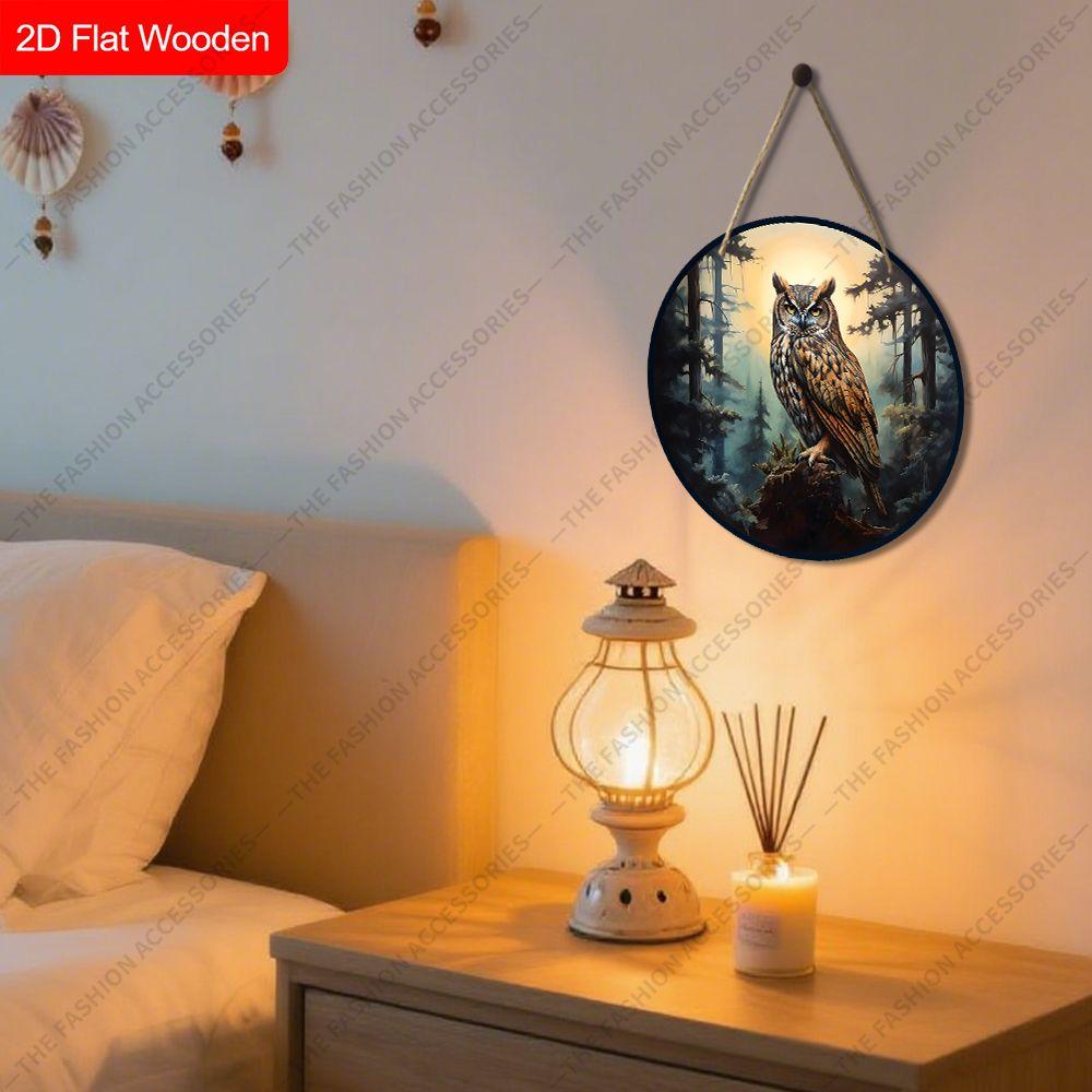 2D Flat Hanging Decorative Signs, Interior Wall or Door Decoration, Garden Decoration, Owl Pattern, Interesting Gifts for Family and Friends