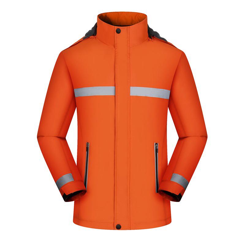 Reflective Fleece-Lined Windproof Rainproof Workwear Jacket with Custom Logo