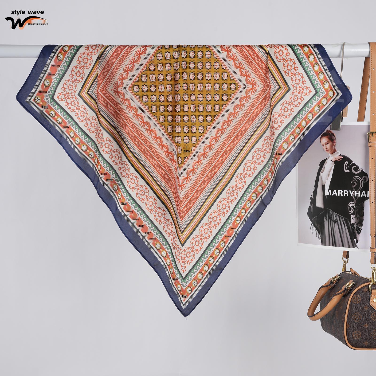 

Women s Colorful Geometric Silk Scarf - Spring/Summer Fashion Neck & Head Accessory 70x70 CM