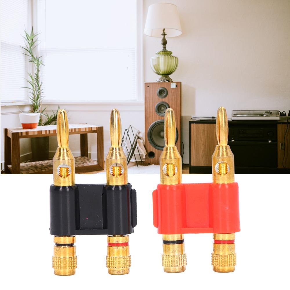 2PCS 2 Way Male Plug Banana Plug Stackable Design Dual Connection Stackable Banana Plug 32A 1000V Brass Connectors