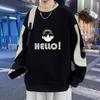 Trendig koreansk stil rundhalsad hoodie för tonåringar och män i stora storlekar - Mångsidig vår-casual topp