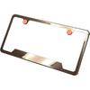 Bottom Corner Cut Out Version License Plate Frame Rose Gold Mirror Chrome Electroplating Universal Fit Aluminum Screw On Cap Cover, T304 Stainless