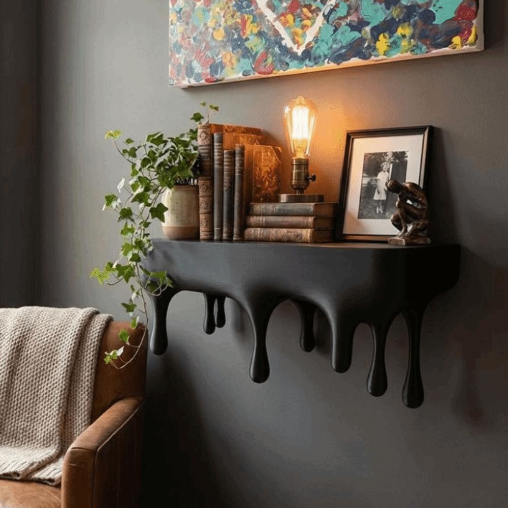 Plastic Melting Wall Shelf Wall-Mounted Display Stand Unique Drip Floating Shelf Bedroom Decor