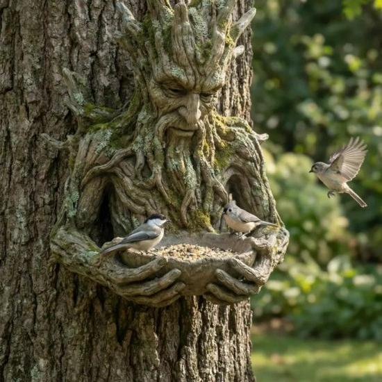 Baum Mann Vogel Fütterungs Skulptur - Outdoor Hängender Futterspender & Futterspender