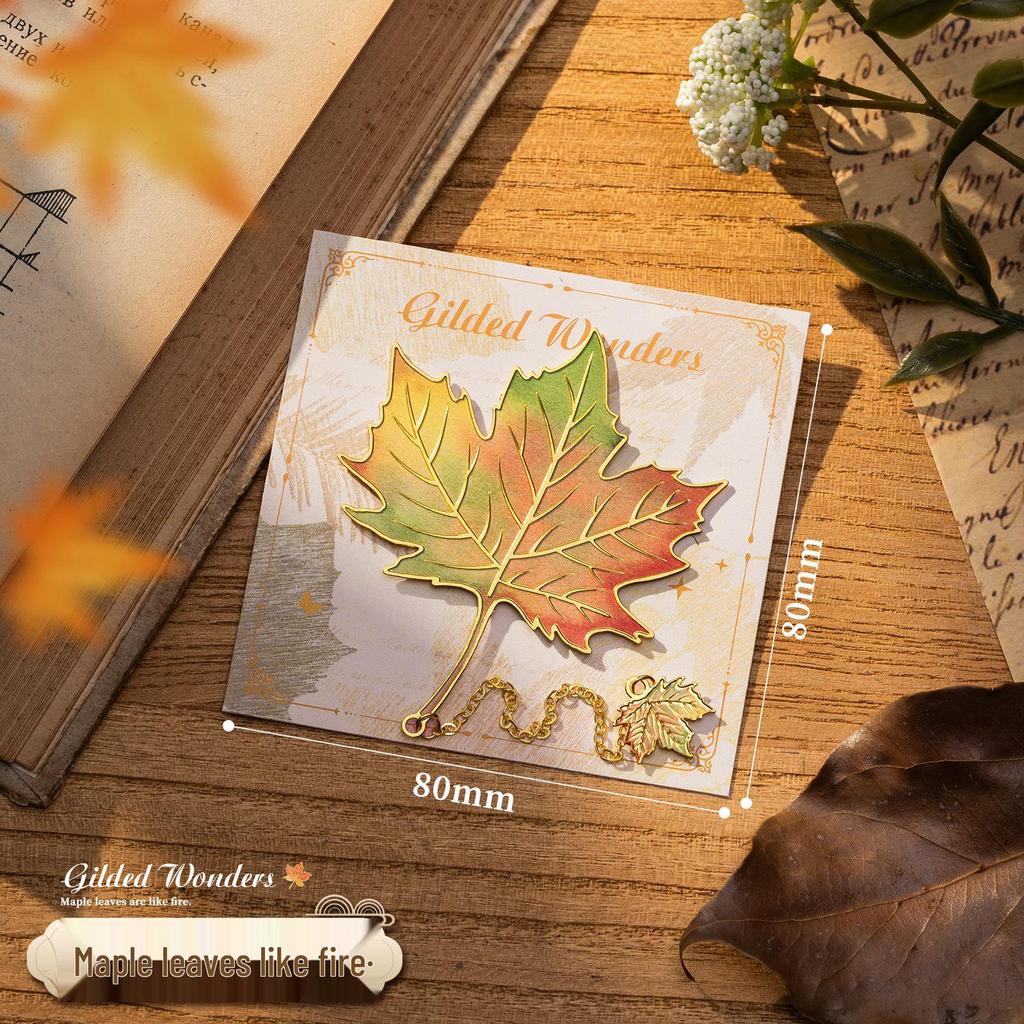 Teacher's Day Retro Leaf Metal Bookmark – High-Value, Creative Gift Box with Leaf Veins Design.