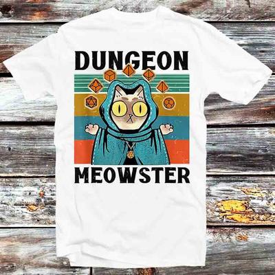 Dungeon Meowster Funny Nerdy Gamer Cat-D20 Dice RPG T Shirt B1288