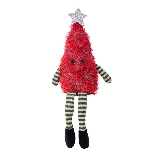 Christmas Gnome Decoration Fluffy Christmas Tree Doll with Glitter Star Topper Plush Elf Table Centerpiece for Hotel Mall Window Holiday Decor