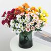 5 Bundles Artificial Mums Lifelike Outdoor Sunset Mums Flowers Artificial Daisy Flowers for Wedding Home Table Garden Decor