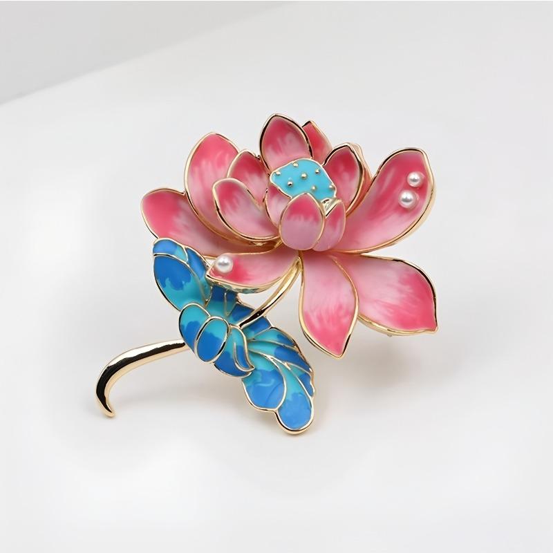 Enamel Gradient Lotus Brooch, A Sophisticated and Elegant Brooch Accessory with A Touch of Sophistication