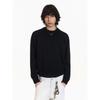 Blaexit American-Style Loose Round-Neck Short Sweater for Men, Winter Fleece-Lined Thick Black Knit Top