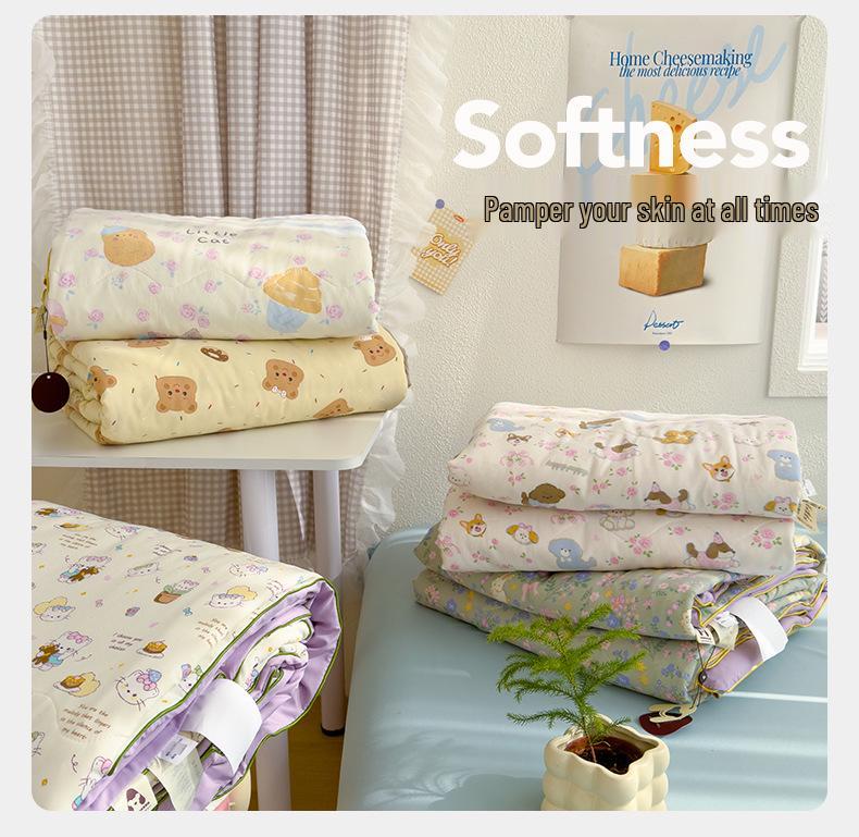 Class A Washed Cotton Soybean Fiber Gauze Quilt - Double Layer Summer Cool, Machine Washable