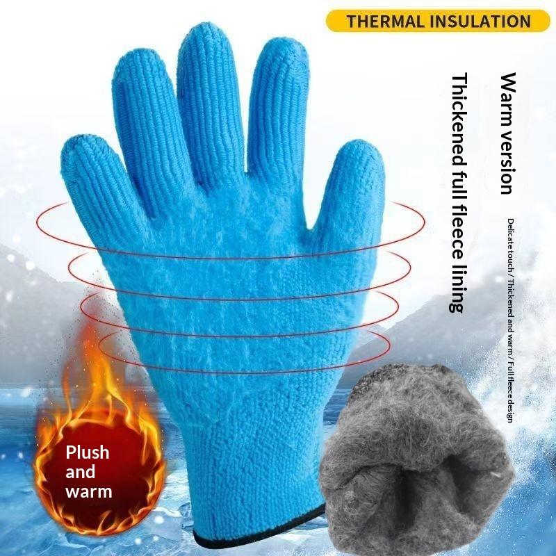1 Pair Waterproof Work Safety Glove Winter Thermal Gloves Anti-Slip Grip Rubber Garden Gloves For Worker Builder Hands Protection