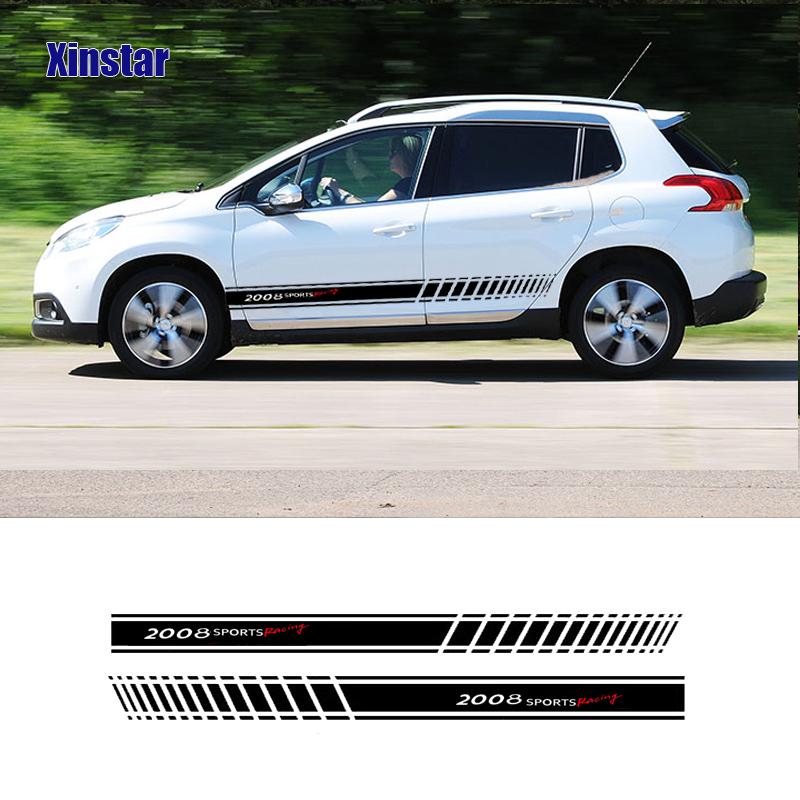 2Pcs Car Side Sticker For Peugeot 2008 3008 106 108 206 208 308 508 306 Q3