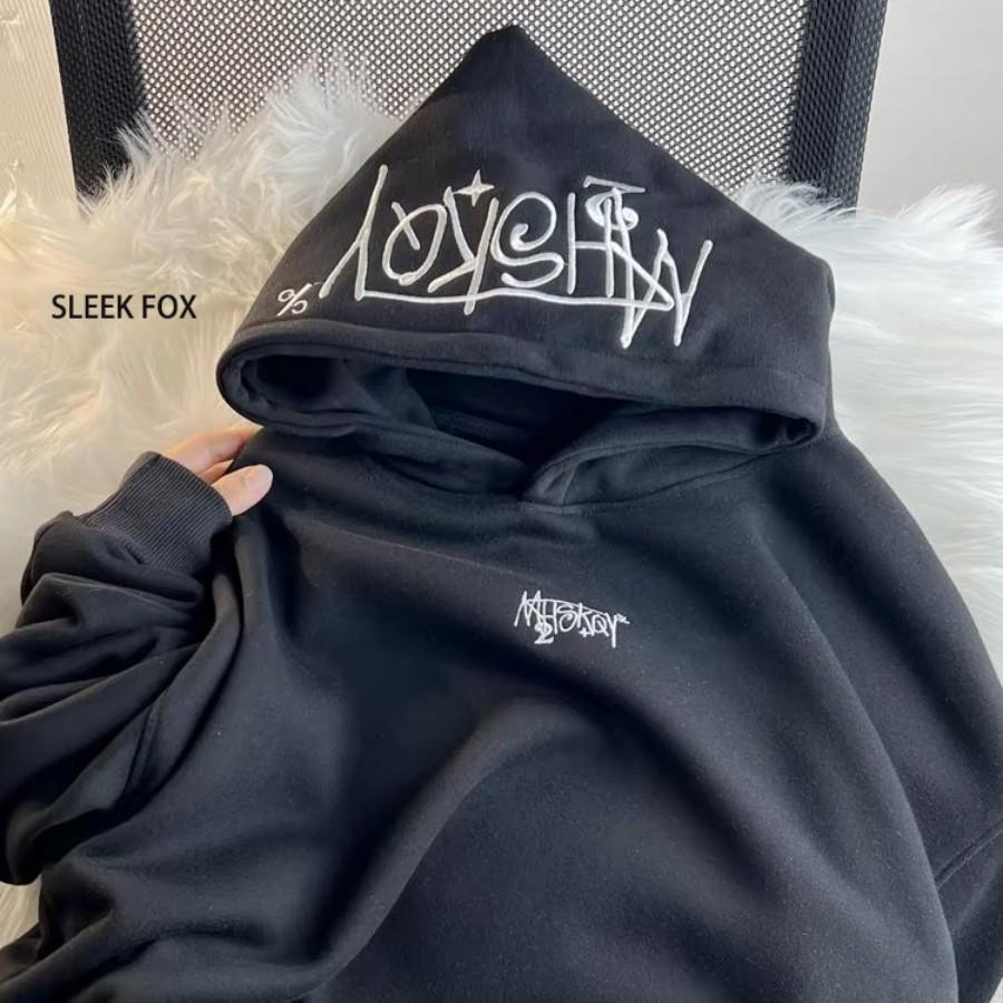 Men s Embroidered Hooded Sweatshirt - Autumn/Winter Velvet, Long Sleeve, 2025 Edition, Couple Outfit L