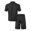 Herren Sommer Einfarbig Kurzarm Knopf Revers Hemd Shorts Set