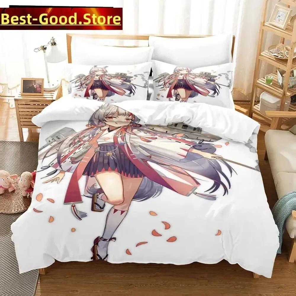 3D Print Anime - Azur Lane Bedding Set Printed Bed Set With Pillowcase Bed Duvet Cover Soft Single Double Queen Super King Size