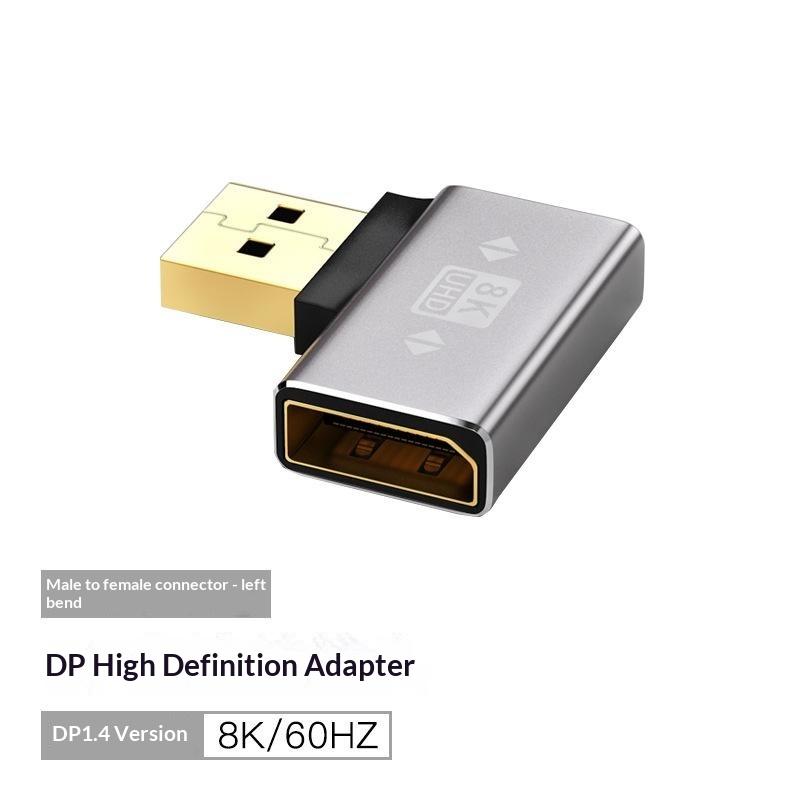 Right Angle DP 1.4 Adapter DisplayPort Male to Female 90 Degree Connector for Home Office PC Laptop Monitor Connection