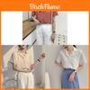 Womens Short Sleeve College Style Blouse With Splicing And Suit Collar For Summer Office Wear