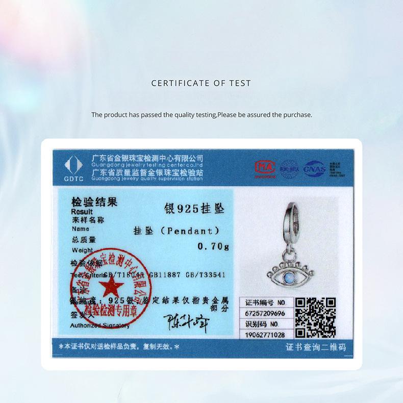 Opal Devil Eye Pendant Opening And Closing Button Head Personalized S925 Sterling Silver Bracelet Beaded Accessories