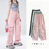 Pantaloni da Donna a Vita Alta Gamba Dritta Gamba Larga Casual Larghi Pantaloni a Strascico Pantaloni Cargo