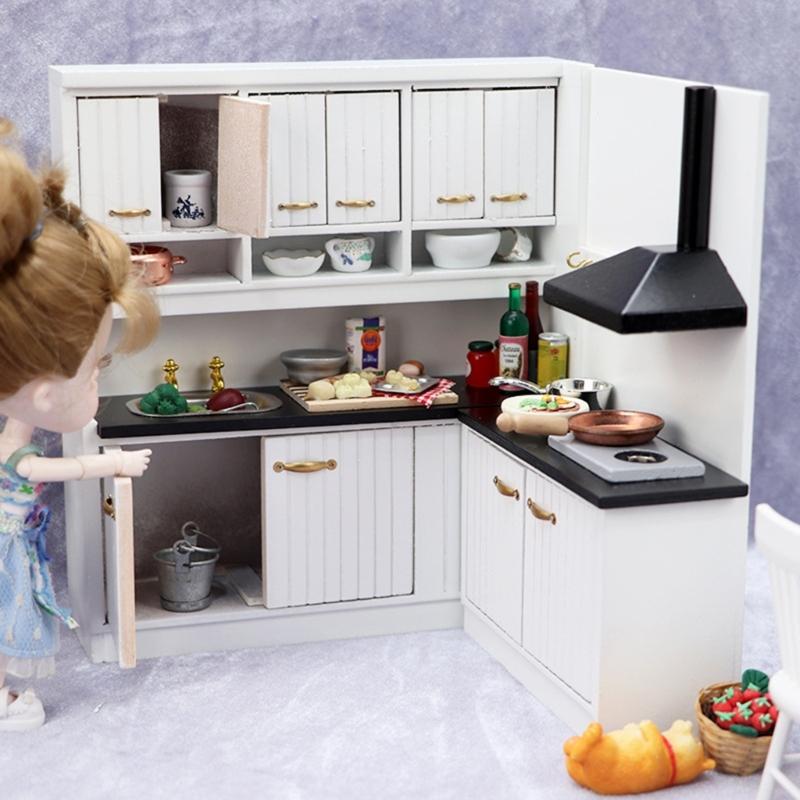 1/12 Scale Dollhouses Miniature Kitchen Furniture Pretend Play for Kids Doll House Furniture Model for Dollhouses
