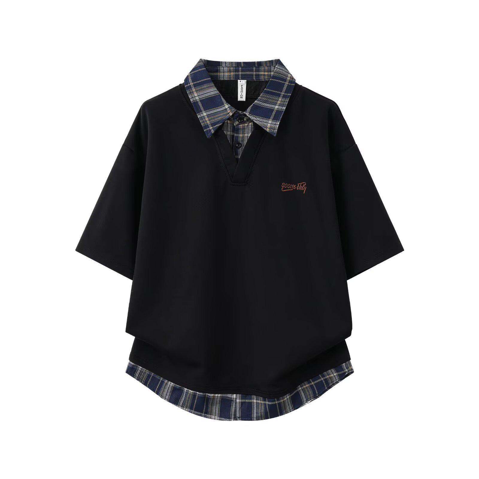 

Men s Trendy Lapel Short Sleeve Polo Shirt - Loose Fit, Versatile Summer Style L чёрный