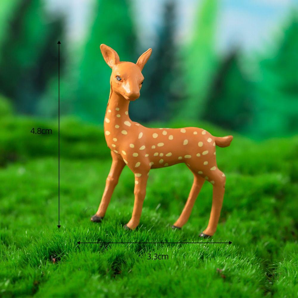 Plastic Crafts Sika Deer Figurines Mini Micro Landscape Ornaments Deer Miniature Statue  Bonsai