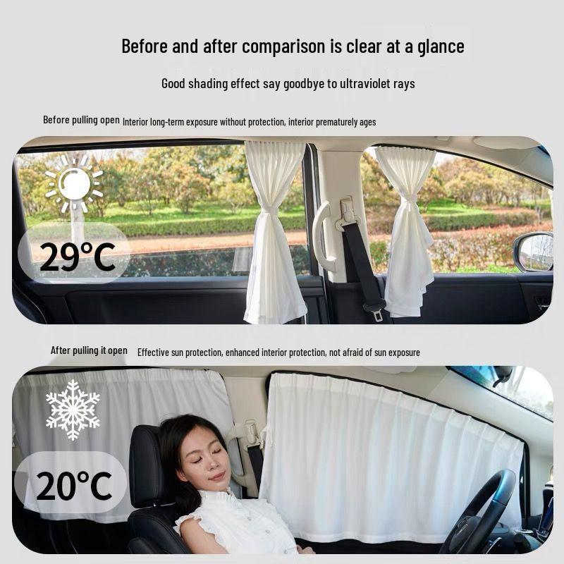 Car Window Sunshade Curtains - Clip-on Baby Privacy & Insulation for Summer.