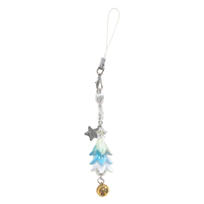 Christmas Tree Pendant Phone Chain Strap Star Charm Keychain Phone Lanyard Acrylic Keyring Bag Ornament Party Jewelry