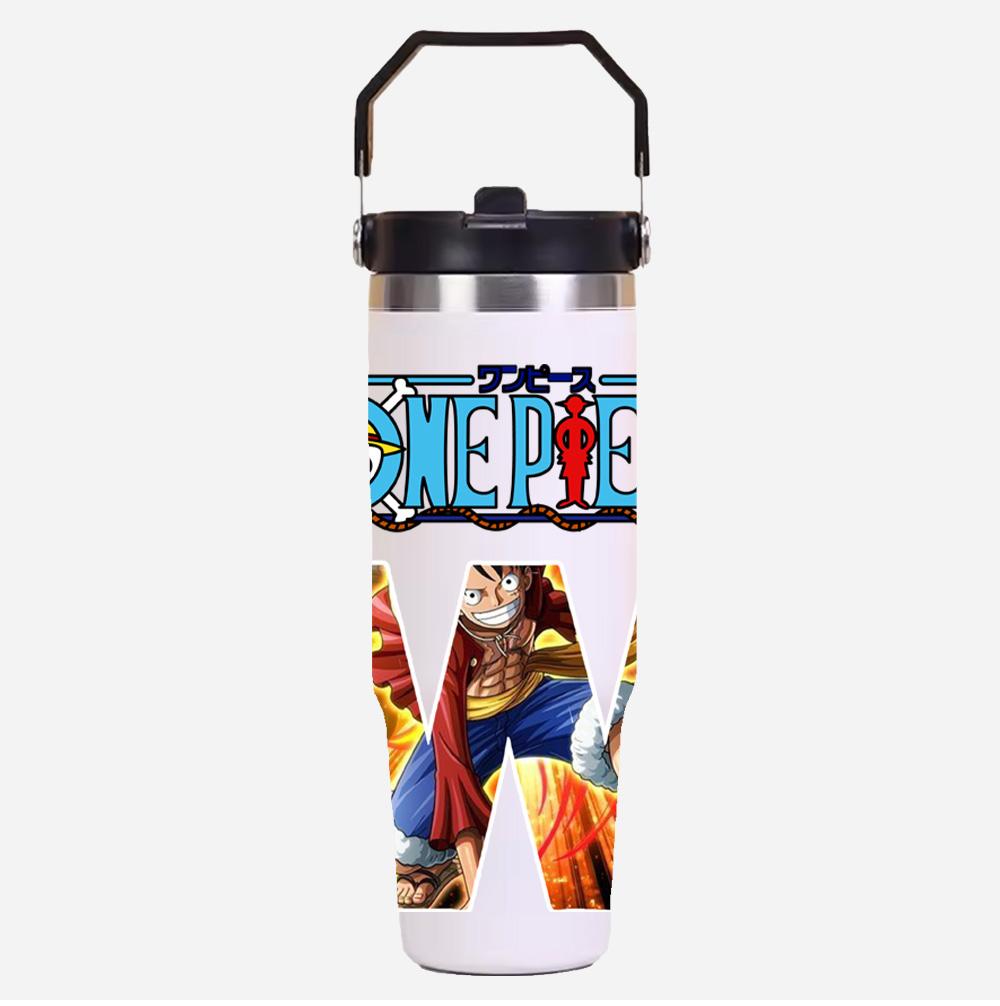 30oz Anime A-Z English Letter Printed Simple Solid Color Stainless Steel Thermos Water Cup Thermal Insulation Cold Ice Cup