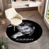 French legendary rock singer and actor Johnny Hallyday Round Carpet Soft Home Decoration Corridor Table and Chair Anti slip Outdoor Floor Mat rug H9
