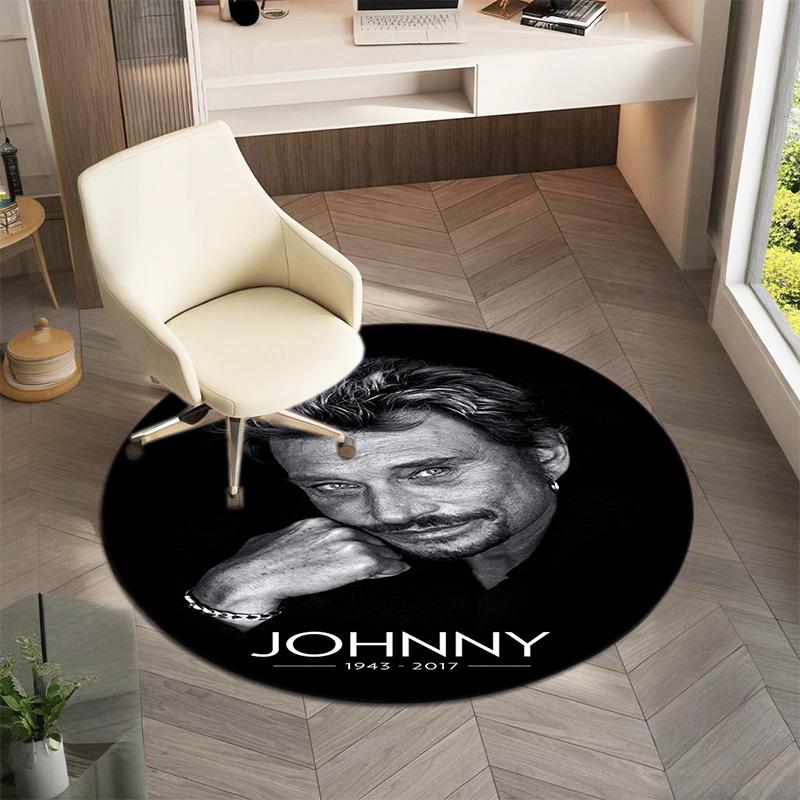 French legendary rock singer and actor Johnny Hallyday Round Carpet Soft Home Decoration Corridor Table and Chair Anti slip Outdoor Floor Mat rug H9