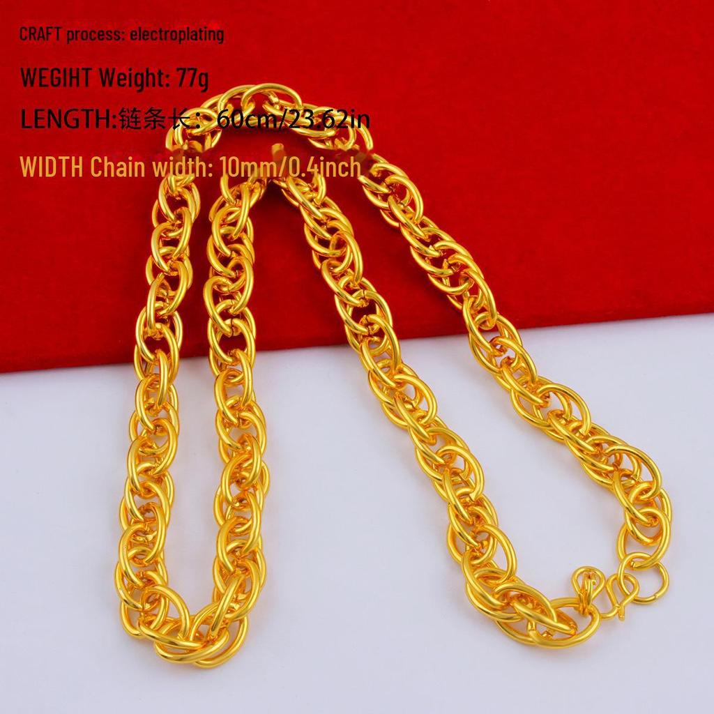 Men's Alloy Gold-Tone Necklace – Bold, Durable, Street Style Accessory