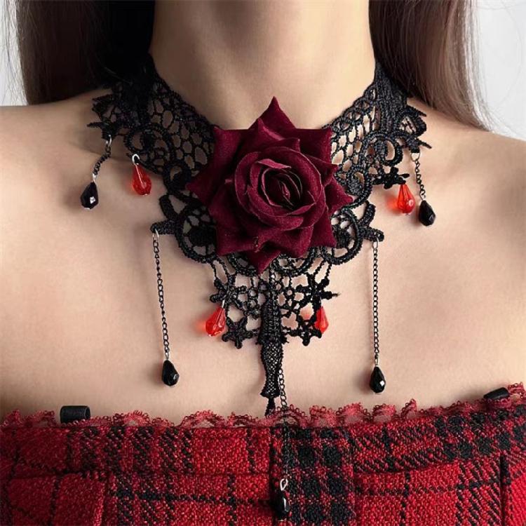 Delicate Electroplated Rose Pendant Jewelry With Adjustable Chain Perfect As Halloween Costume Accessory Or Gothic Gift