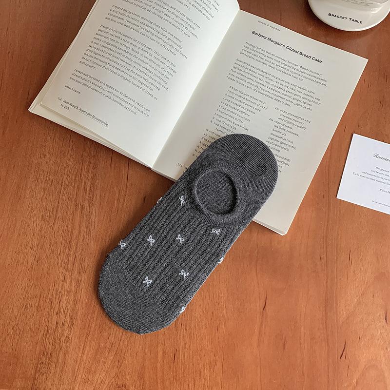 Summer Thin Socks, Women's Bow Tie Sweet Women's Boat Socks, Silicone Anti-slip, Sweat-absorbing, Breathable Boneless Socks