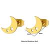 Korean Minimalist Hollow Crescent Moon Earrings - Stainless Steel Studs